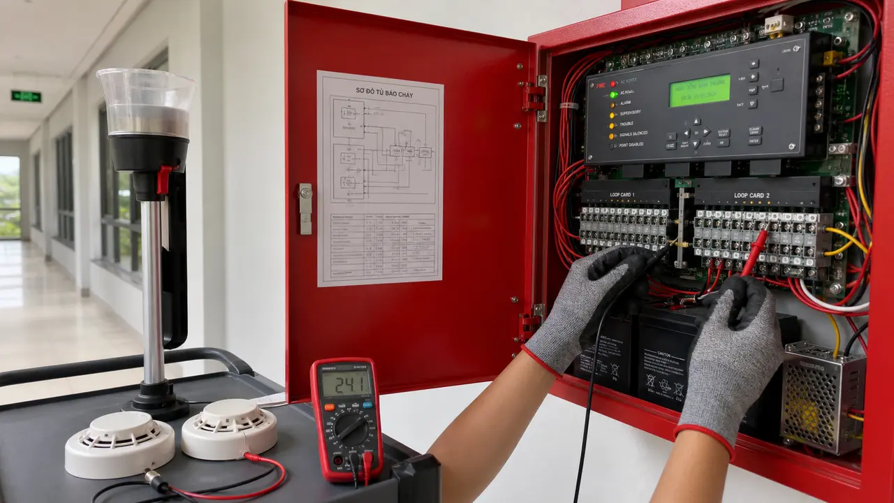 Bảo trì tủ báo cháy và đầu báo khói - PCCC An Nhiên