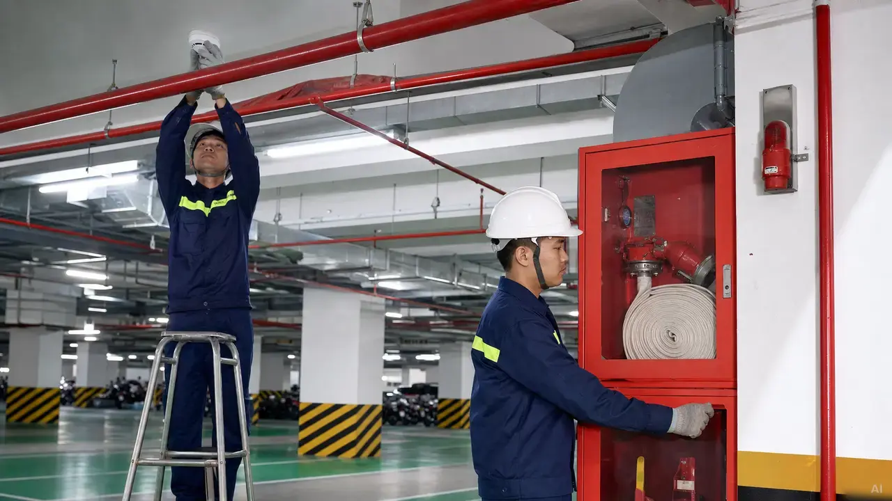 Thi công hệ thống PCCC tại tầng hầm và khu vực đỗ xe - PCCC An Nhiên