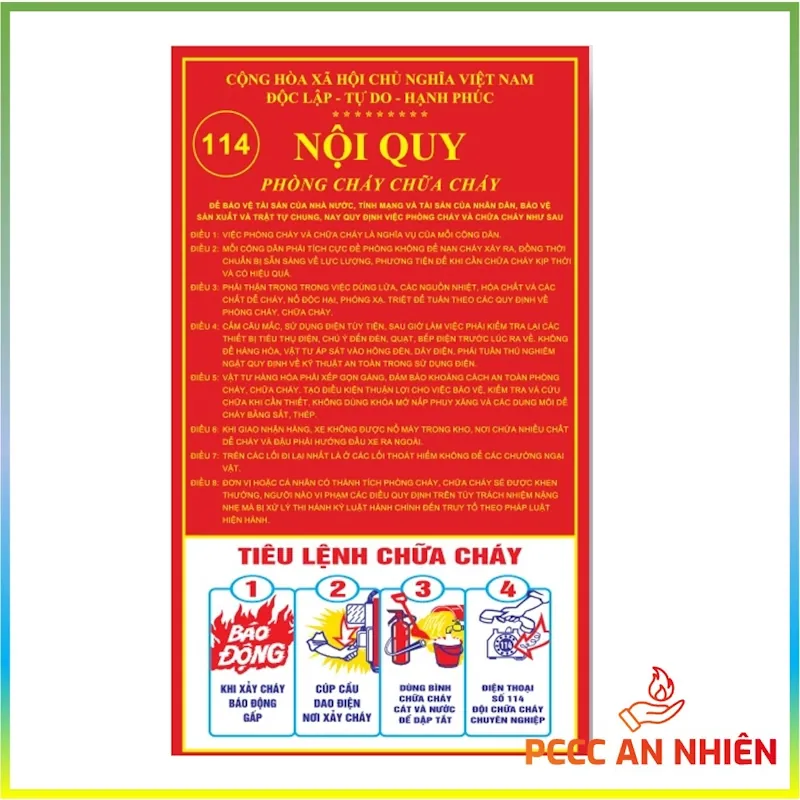 Bộ nội quy và tiêu lệnh PCCC bằng mica 2 trong 1 - PCCC An Nhiên