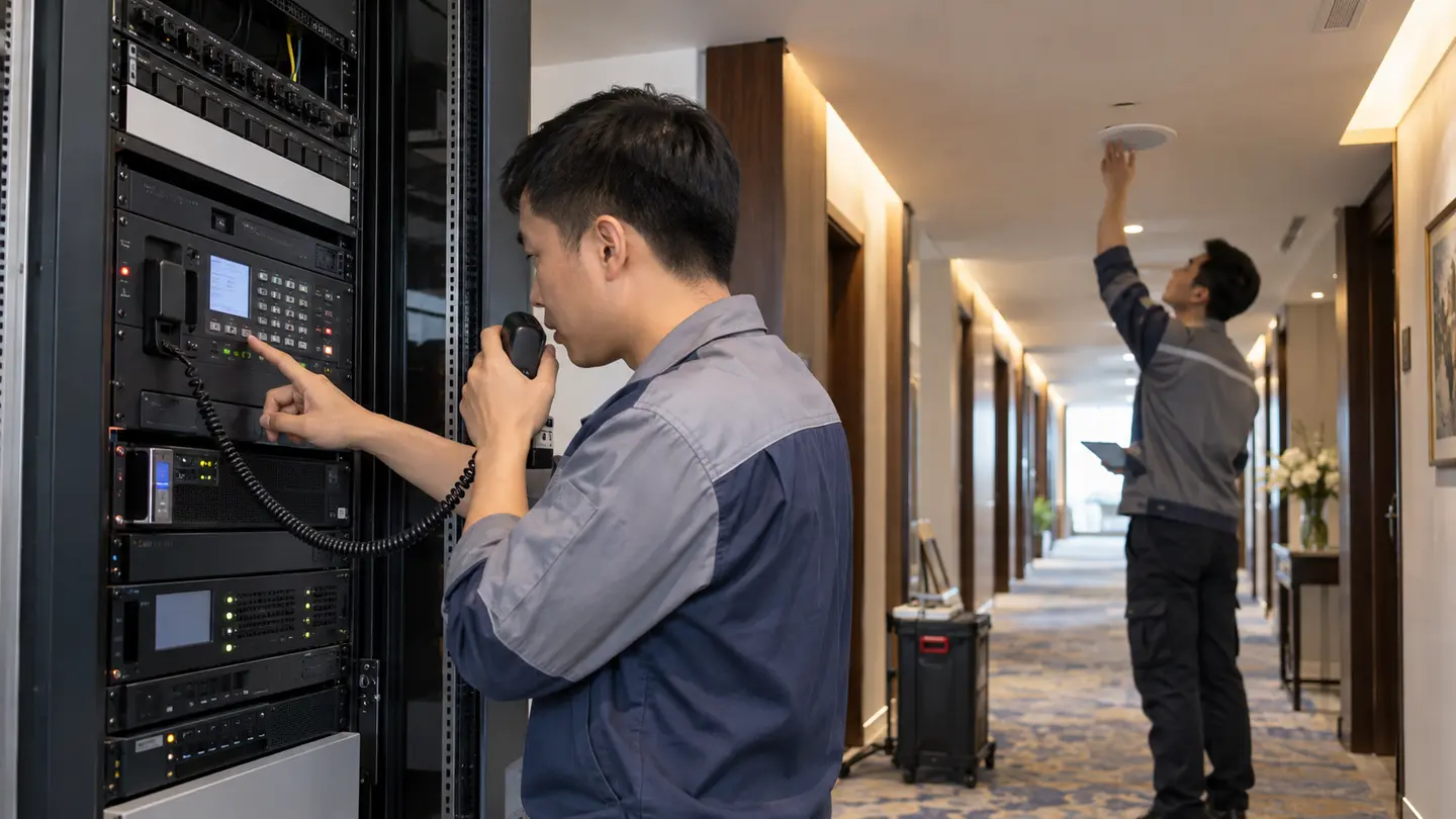 Thi công hệ thống âm thanh thông báo cháy EVAC - PCCC An Nhiên